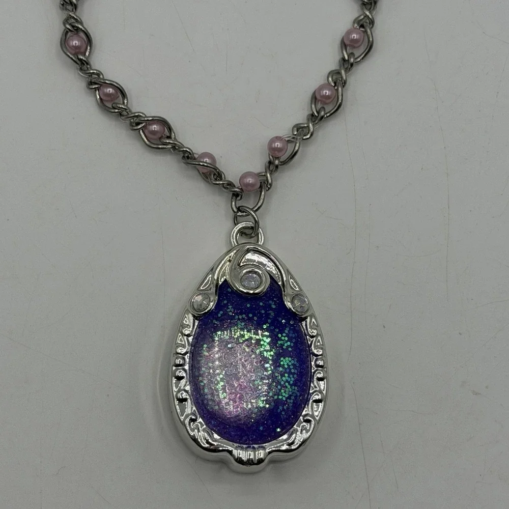Disney Sofia the First Light-Up Amulet Necklace Purple Pink Beads Tested Works